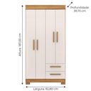 Ver imagem 6 de Guarda-Roupa 187cm 4 Portas 2 Gavetas Off White Texturizado - Notável Móveis