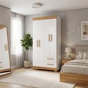 Ver imagem 7 de Guarda-Roupa Nt6010 com 4 Portas e 2 Gavetas Off White/Freijó