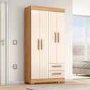 Ver imagem 1 de Guarda-Roupa Nt6010 com 4 Portas e 2 Gavetas Off White/Freijó