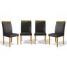 Kit com 4 Cadeiras Maiara Madeira Maciça Estofadas para Mesa de Jantar Courino Preto 503 - 1