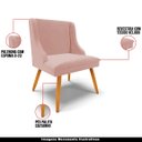 Ver imagem 4 de Kit 6 Cadeiras Decorativas Sala de Jantar Pés Palito de Madeira Firenze Veludo Rosê/Natural G19 - Gr