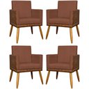 Ver imagem 1 de Kit 4 Poltronas Modernas Lis Corino e Pé 30cm - Terracota Suede Corino