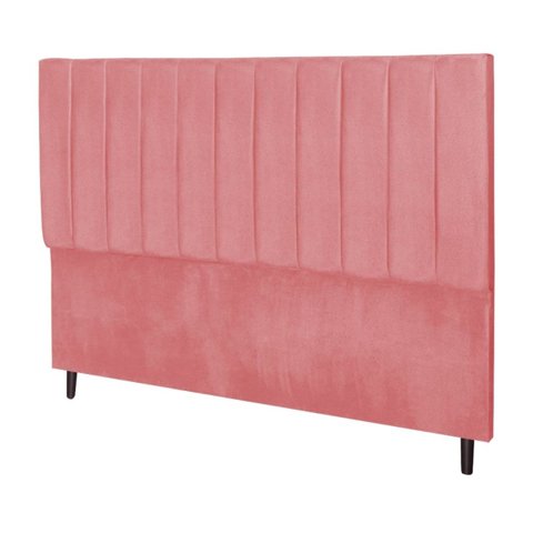 Cabeceira Estofada Cama Box Queen 160cm Chiara Suede Rosa