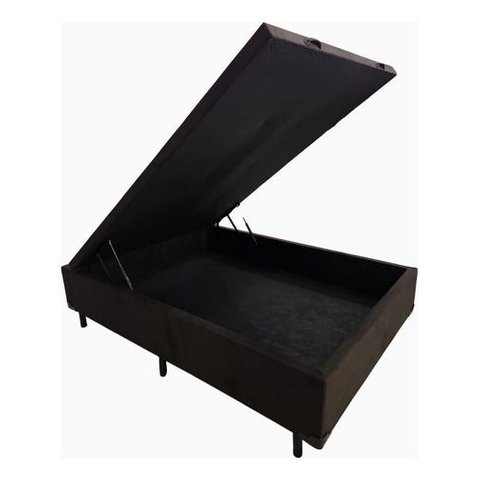 Box Baú Casal Suede Marrom 1,38x1,88 So1clique Pistão a Gás