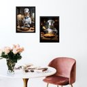 Ver imagem 2 de Kit 2 Quadros para Cozinha - Gatos Chefs 45x34cm - com Vidro:moldura Branca