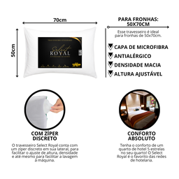 Kit 2 Travesseiros Select Royal Toque de Plumas Linha Hotelaria - 2