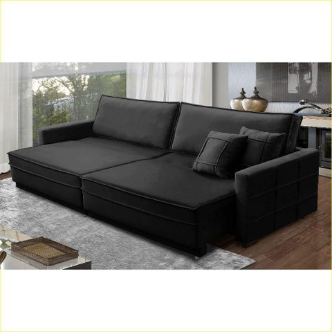 Sofá Cama Retrátil e Reclinável 2,10m com Molas Karina Veludo Rover & Beato
