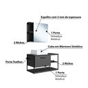 Ver imagem 3 de Conjunto para Banheiro Industrial com Gabinete, Cuba e Armário com Espelho - Preto/Grafite