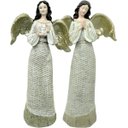 Ver imagem 1 de Dupla Anjos Decoração em Resina Glitter Branco Natal de 38cm