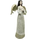 Ver imagem 4 de Dupla Anjos Decoração em Resina Glitter Branco Natal de 38cm