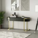 Ver imagem 2 de Aparador 2 Gvetas Pé Aço Carbono Dourado Light Vidro Pintado Preto Arkadina 1600