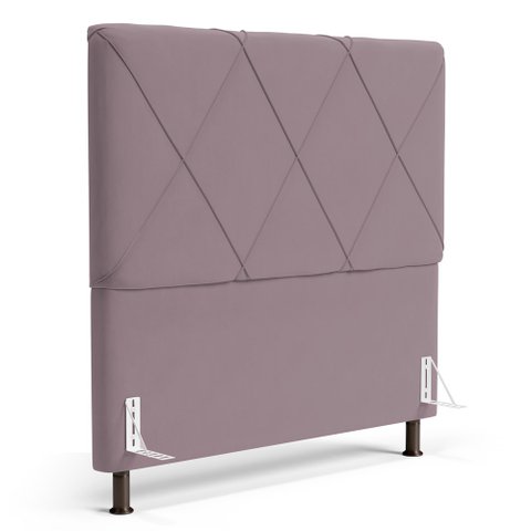 Cabeceira Cama Box Casal Mel 140cm com Frame Veludo Rosê - Desk Design