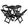 Conjunto de Mesa Dobravel de Madeira 60x60 com 4 Cadeiras Preto Estofado Preto - 1