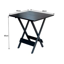 Conjunto de Mesa Dobravel de Madeira 60x60 com 4 Cadeiras Preto Estofado Preto - 4