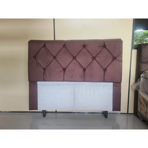 Cabeceira Pâmela Cama Box Estofada Capitone - Élpis Móveis - Suede Cinza - 140cm