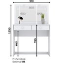 Ver imagem 2 de Penteadeira com Led e Espelho 2 Gavetas Daila - Branco