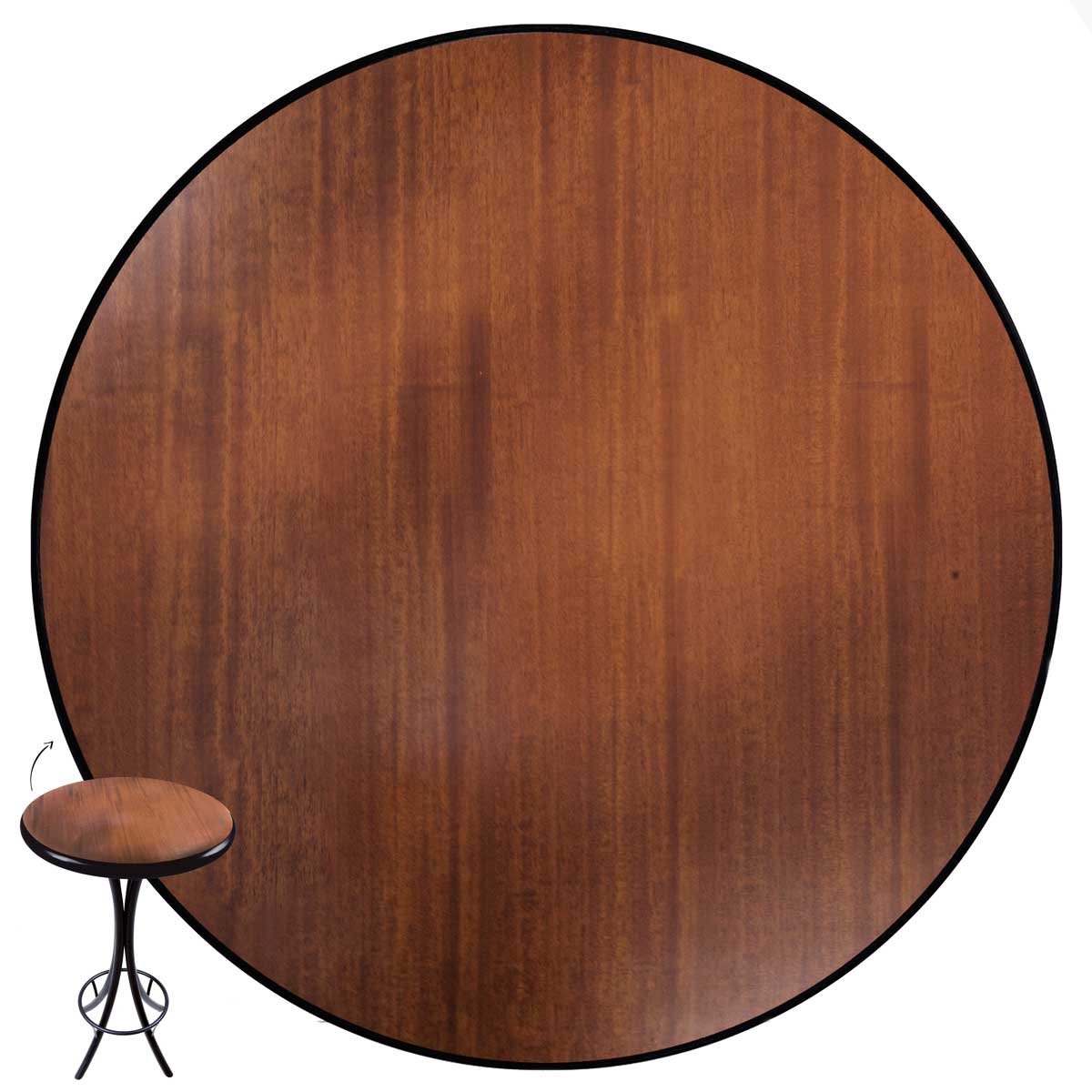 Conjunto de mesa bistro redonda em madeira com 3 banquetas para varanda pequena - 4