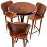Conjunto de Mesa Bistro Redonda em Madeira com 3 Banquetas para Varanda Pequena - 1