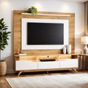 Ver imagem 1 de Estante para TV e Home Theater até 60 Polegadas com LED MDF 200CMX190CM Pés em Madeira Maciça e Diplomata