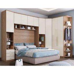 Modulo Lateral de Cama Diagonal Setiba Rimo Carvalho/off White - 2