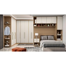 Modulo Lateral de Cama Diagonal Setiba Rimo Carvalho/off White - 3