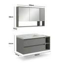 Ver imagem 3 de Conjunto Gabinete para Banheiro Suspenso com Cuba e Espelheira com Nichos em MDF 102cm Prime Yescasa Cimento Cinza