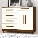 Ver imagem 4 de Cômoda Mdp com 2 Portas e 5 Gavetas Vila Rica Imbuia Champanhe