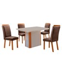 Ver imagem 1 de Mesa de Jantar Isadora 120cm Tampo MDF Vidro Canto Copo com 4 Cadeiras Lorena