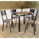 Ver imagem 1 de Conjunto Mesa de Jantar Tubular com 4 Cadeiras Malva Tampo Bp 91x68cm 151 Preto Fosco Assento Rattan