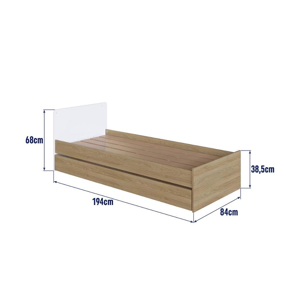 Berço Cama Multifuncional + Cama Auxiliar sem Colchão Aveiro Oak/branco Bb023 Completa Móveis - 9