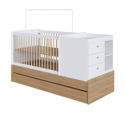 Berço Cama Multifuncional + Cama Auxiliar sem Colchão Linha Bb Aveirooak/branco Bb023 Completa Móvei - 7