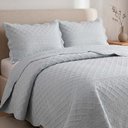 Ver imagem 1 de Kit Cobre Leito Mosaico Queen Percal 300 Fios Colcha Matelassê Alto Relevo 3 Peças Cinza