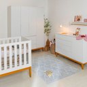 Ver imagem 1 de Kit Quarto Infantil com Pés Square Mel - Cômoda Elfe 4 Gavetas e 1 Porta + Guarda-Roupa Elfe + Berço