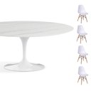 Ver imagem 1 de Conjunto Mesa Saarinen Oval Espirito Santo 160X90cm + 4 Cadeiras Eames DSW - Branca