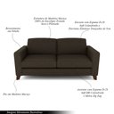 Ver imagem 3 de Sofá Sala de Estar Living 3 Lugares 280cm Presley Pés Madeira Veludo Marrom G52 - Gran Belo