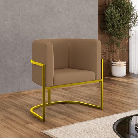 Kit 6 Cadeiras Poltrona Lua Veludo Gold Balaqui Capuccino