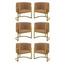 Ver imagem 2 de Kit 6 Cadeiras Poltrona Lua Veludo Gold Balaqui Capuccino