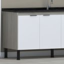 Ver imagem 2 de Gabinete Cozinha 3 Gavetas Armário 100% MDF Multiuso 174cm:Madeirado/Branco