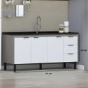 Ver imagem 4 de Gabinete Cozinha 3 Gavetas Armário 100% MDF Multiuso 174cm:Madeirado/Branco