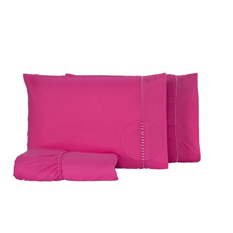 Jogo de Lençol King 3 Peças Micropercal 400 Fios Liso:pink