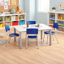 Ver imagem 1 de Jogo de Mesa Infantil 120 com 4 Cadeiras Azul Resistente Refeitório Creche Escola