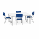 Ver imagem 2 de Jogo de Mesa Infantil 120 com 4 Cadeiras Azul Resistente Refeitório Creche Escola