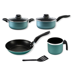 Jogo de Panelas Verde Antiaderente 5 Peças com Tampa de Vidro - 1