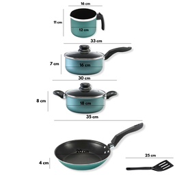 Jogo de Panelas Verde Antiaderente 5 Peças com Tampa de Vidro - 2