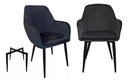 Ver imagem 1 de Kit 2 Cadeira Poltrona Vintage Eames em Tecido Veludo Preto:Veludo Preto/Preto/Listras
