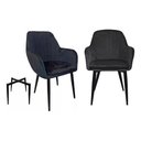 Ver imagem 1 de Kit 2 Cadeira Poltrona Vintage Eames em Tecido Veludo Preto:Veludo Preto/Preto/Listras