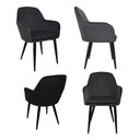 Ver imagem 5 de Kit 2 Cadeira Poltrona Vintage Eames em Tecido Veludo Preto:veludo Preto/preto/listras