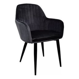 Kit 2 Cadeira Poltrona Vintage Eames em Tecido Veludo Preto:veludo Preto/preto/listras - 1