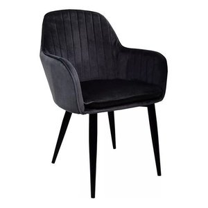 Kit 2 Cadeira Poltrona Vintage Eames em Tecido Veludo Preto:veludo Preto/preto/listras