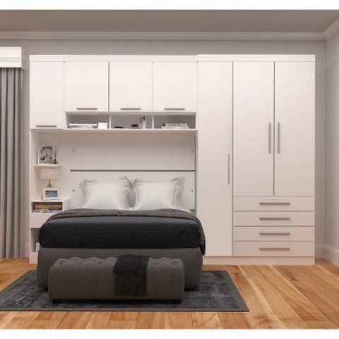 Guarda Roupa Dormitório Modulado Alpes Casal 1,58 m Queen - Roupeiro Luciane M04:Branco